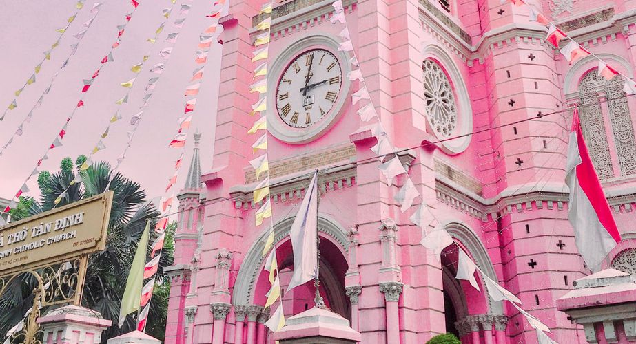 Roze kerk in Ho Chi Minh Stad